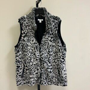 Coldwater Creek Soft FUR Black and White Animal Print Vest size 2X